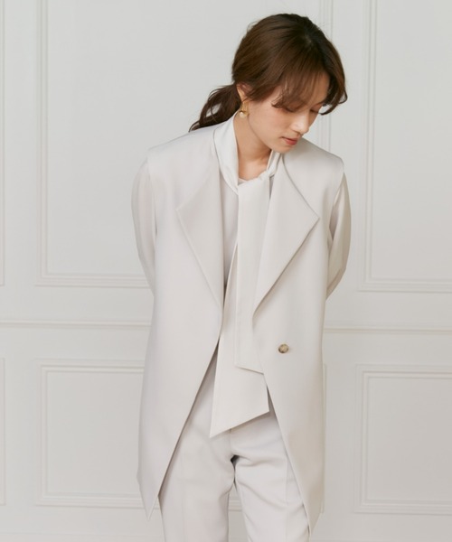 INED（イネド）の「【マルチWAYセットアップ】ダブルストレッチ ロングジレ（テーラードジャケット・レディース・ネイビー/サンドグレー・9号/7号）」の13枚目の写真