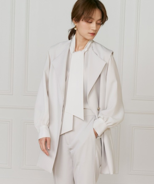 INED（イネド）の「【マルチWAYセットアップ】ダブルストレッチ ロングジレ（テーラードジャケット・レディース・ネイビー/サンドグレー・9号/7号）」の14枚目の写真