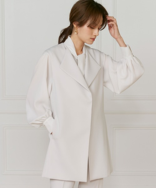 INED（イネド）の「【マルチWAYセットアップ】ダブルストレッチ ロングジレ（テーラードジャケット・レディース・ネイビー/サンドグレー・9号/7号）」の15枚目の写真