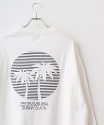 Sunnysmith SUNSETヤシの木柄 両面刺繍ロングスリーブTシャツ