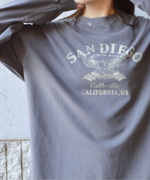 spiritoso(スピリトーゾ)の「アーチロゴイーグルプリントロンT(Tシャツ/カットソー・レディース・バーガンディー/チャコール/ブラック・FREE)」の6枚目の写真