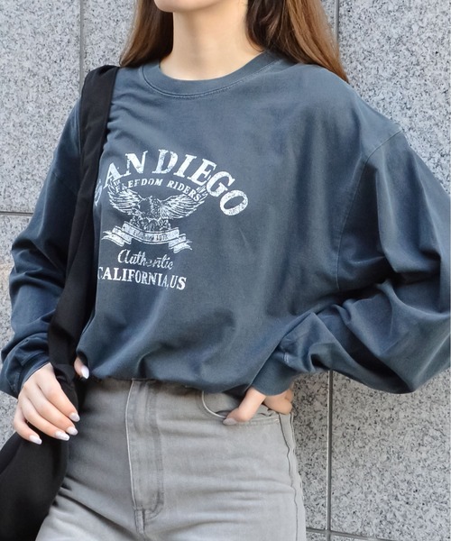 spiritoso(スピリトーゾ)の「アーチロゴイーグルプリントロンT(Tシャツ/カットソー・レディース・バーガンディー/チャコール/ブラック・FREE)」の12枚目の写真