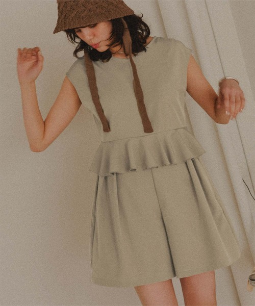 titivate(ティティベイト)の「ペプラムフレアデザインオールインワン/ワンピース水着(水着・レディース・ベージュ系その他/ベージュ/ブラック/ダークブラウン・LL/L/M/S)」の10枚目の写真