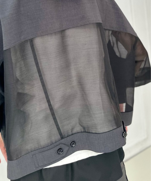 AVIE(アビィ)の「ドライタッチ梳毛オーガンジースリーブジャケット(テーラードジャケット・レディース・チャコールグレー・38)」の12枚目の写真
