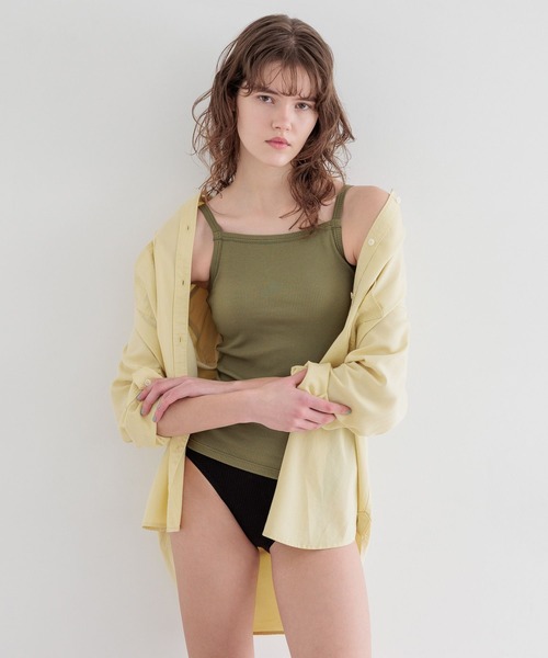 bijorie（ビジュリィ）の「【bijorie】カップ付きリブスクエアキャミ／NEW BASIC 25SS（キャミソール・レディース・カーキ/ブラック/オフホワイト/サックスブルー・LARGE/MEDIUM/LG）」の18枚目の写真