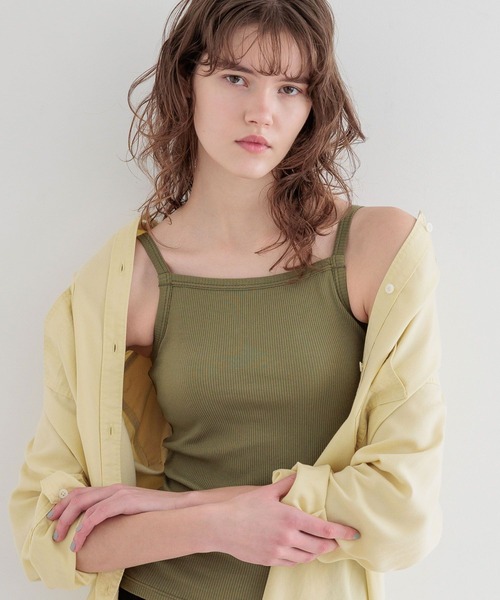 bijorie（ビジュリィ）の「【bijorie】カップ付きリブスクエアキャミ／NEW BASIC 25SS（キャミソール・レディース・カーキ/ブラック/オフホワイト/サックスブルー・LARGE/MEDIUM/LG）」の19枚目の写真