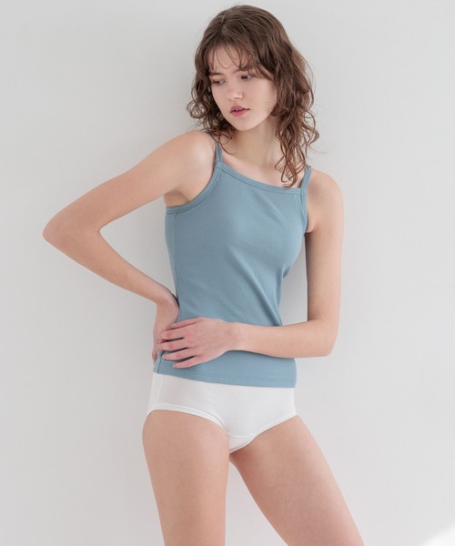 bijorie（ビジュリィ）の「【bijorie】カップ付きリブスクエアキャミ／NEW BASIC 25SS（キャミソール・レディース・カーキ/ブラック/オフホワイト/サックスブルー・LARGE/MEDIUM/LG）」の6枚目の写真