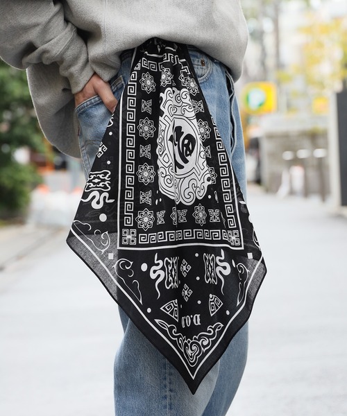 CALEE(キャリー)の「CALEE/キャリー MEXICAN TASTE JAPANESE FUKU BANDANNA バンダナ(バンダナ/スカーフ・メンズ・ブラック/ホワイト・FREE)」の5枚目の写真