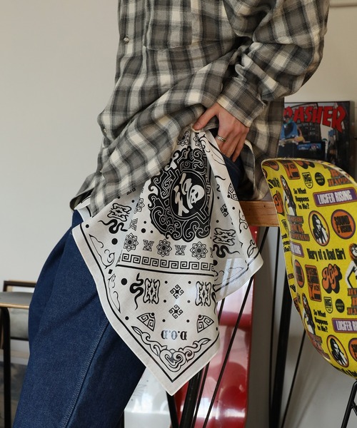 CALEE(キャリー)の「CALEE/キャリー MEXICAN TASTE JAPANESE FUKU BANDANNA バンダナ(バンダナ/スカーフ・メンズ・ブラック/ホワイト・FREE)」の3枚目の写真