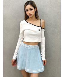 GYDA | GD BICOLORワンショルダーデザインショートトップス(Tシャツ/カットソー)