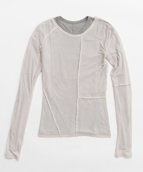 シアーフライスレイヤードトップ / Sheer Fraise Layered Top（Tシャツ