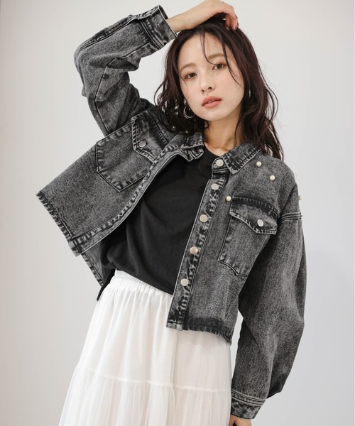 AMELY(エミリー)の「デニムジャケット(デニムジャケット・レディース・ブルー/ブラック・フリー)」の5枚目の写真