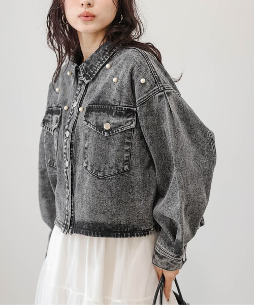 AMELY(エミリー)の「デニムジャケット(デニムジャケット・レディース・ブルー/ブラック・フリー)」の6枚目の写真
