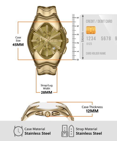 DIESEL(ディーゼル)の「ディーゼル 腕時計 メンズ アナログ ステンレス DZ4681(アナログ腕時計・メンズ・GOLD・FREE)」の7枚目の写真