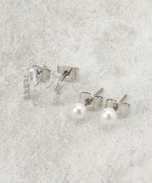 ビジュー×フェイクパールピアス