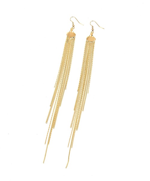 an meets zakka ランダムミックスドレープロングチェーンピアス / （両