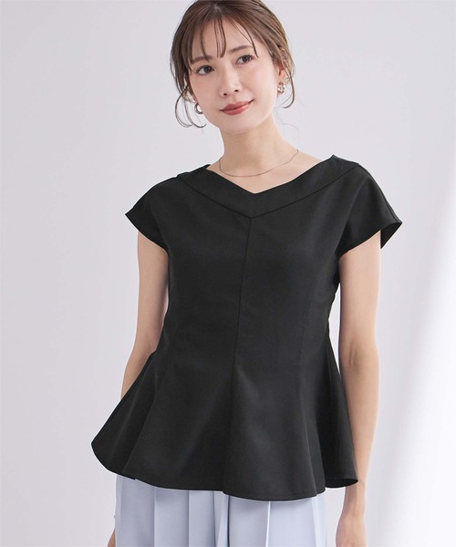 SALE! Anthropologie Vネック ペプラム半袖トップス セール】ワイドVネックペプラムトップス（Tシャツ/カットソー