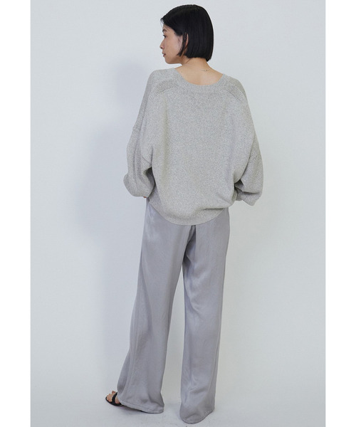 プルミエアロンディスモン　新品タグ付き　サテン裾ドロストパンツ36 ブラック プルミエアロンディスモン 新品タグ付き サテン裾ドロストパンツ