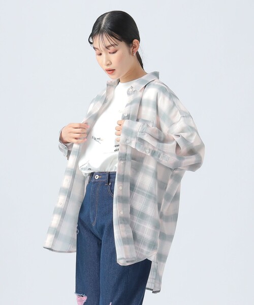 セール】【3色展開】チェック シアー シャツ（シャツ/ブラウス