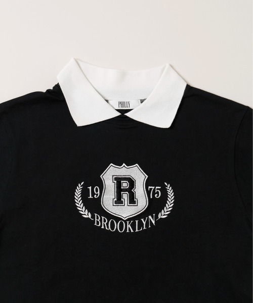 PHILLY（フィリー）の「【プチプラ\2199★】襟付きカレッジ刺繍Tシャツ（Tシャツ/カットソー・レディース・ブラック/ネイビー・FREE）」の12枚目の写真