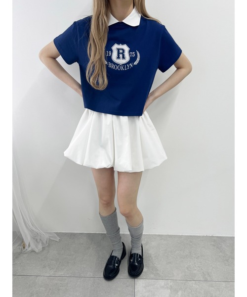 PHILLY（フィリー）の「【プチプラ\2199★】襟付きカレッジ刺繍Tシャツ（Tシャツ/カットソー・レディース・ブラック/ネイビー・FREE）」の8枚目の写真