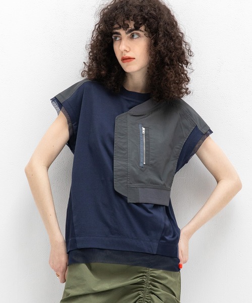 AULA AILA(アウラアイラ)の「ミリタリーTシャツ(Tシャツ/カットソー・レディース・オフホワイト/ブラック/ネイビー・0)」の6枚目の写真