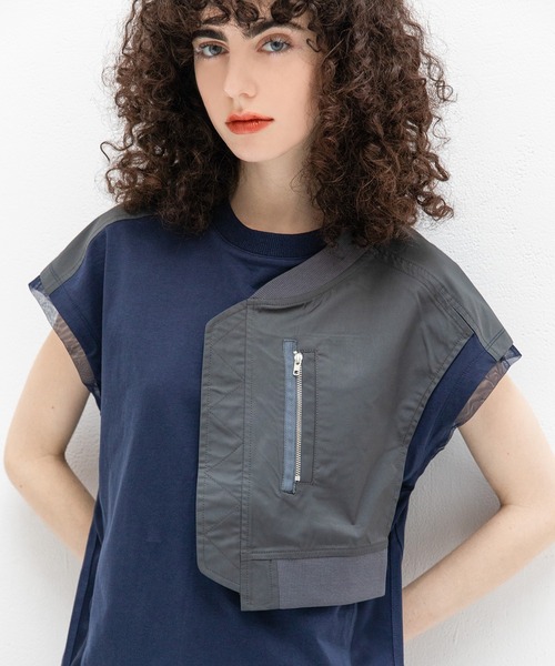 AULA AILA(アウラアイラ)の「ミリタリーTシャツ(Tシャツ/カットソー・レディース・オフホワイト/ブラック/ネイビー・0)」の5枚目の写真