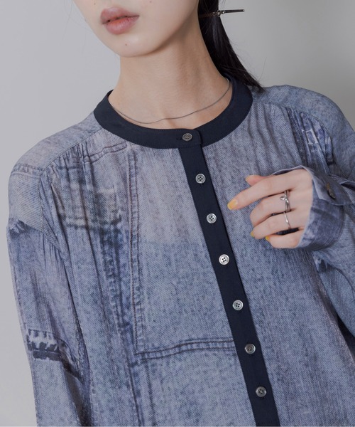 【美品】Eimee Law エイミーロウ 異素材切替パッチワークデニムJK 美品】Eimee Law エイミーロウ 異素材切替パッチワークデニムJK