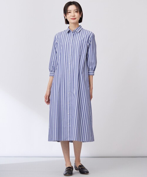 J.PRESS(ジェイプレス)の「【洗える・接触冷感・UVケア】エステネージュ シャツ ワンピース(シャツワンピース・レディース・ネイビー系1/ブラック系/ブルー系1・T13/T15)」の5枚目の写真