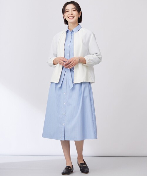 J.PRESS(ジェイプレス)の「【洗える・接触冷感・UVケア】エステネージュ シャツ ワンピース(シャツワンピース・レディース・ネイビー系1/ブラック系/ブルー系1・T13/T15)」の9枚目の写真
