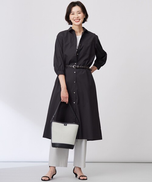 J.PRESS(ジェイプレス)の「【洗える・接触冷感・UVケア】エステネージュ シャツ ワンピース(シャツワンピース・レディース・ネイビー系1/ブラック系/ブルー系1・T13/T15)」の11枚目の写真