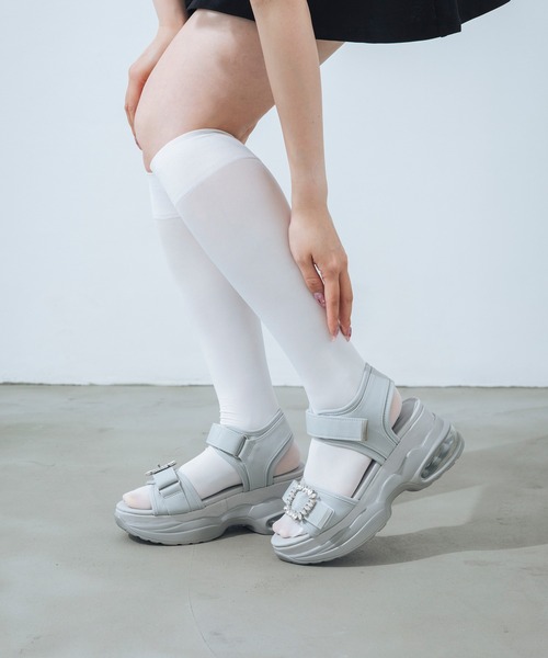 EVOL（イーボル）の「【XS-LLサイズ展開・美脚】ビジュー厚底ソールサンダル IY5738（サンダル・レディース・グレー/ブラック/アイボリー・XS/S/M/L/LL）」の3枚目の写真