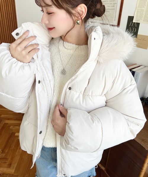 セール】ファイバーダウンフードファーブルゾン（ダウンジャケット