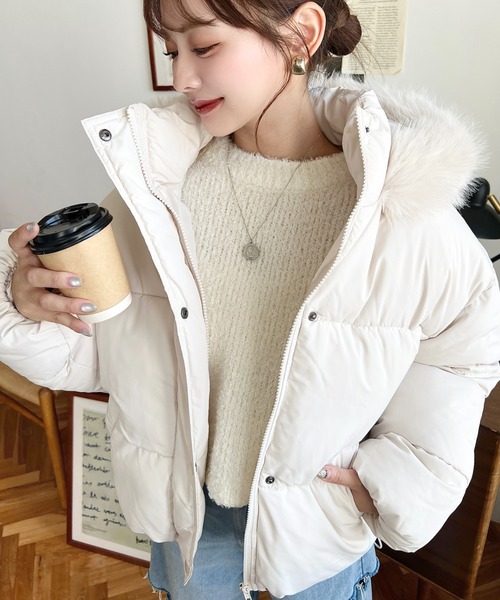 セール】ファイバーダウンフードファーブルゾン（ダウンジャケット