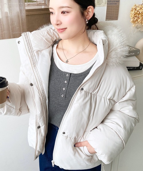 セール】ファイバーダウンフードファーブルゾン（ダウンジャケット