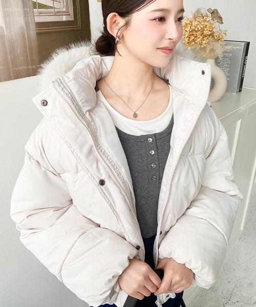 セール】ファイバーダウンフードファーブルゾン（ダウンジャケット