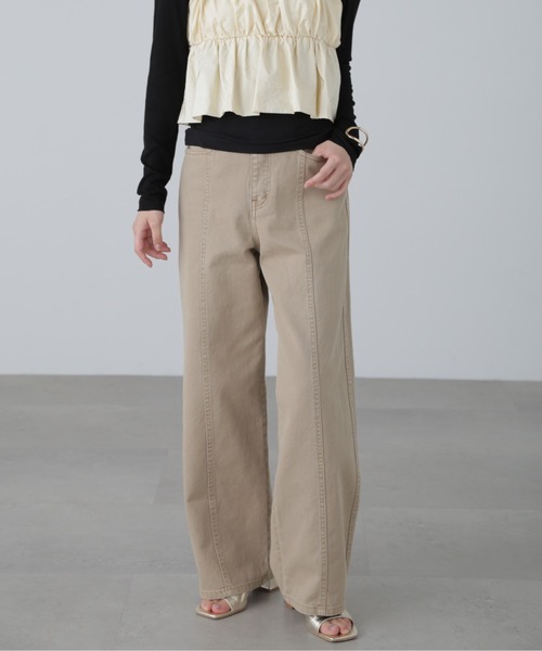 FREE'S MART（フリーズマート）の「◆ワイドストレートカラーパンツ（その他パンツ・レディース・ブルー系その他3/ベージュ/ピンク・SMALL/MEDIUM）」の2枚目の写真