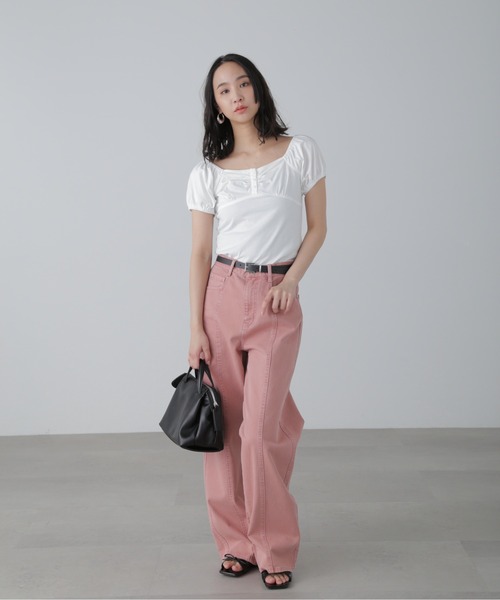 FREE'S MART（フリーズマート）の「◆ワイドストレートカラーパンツ（その他パンツ・レディース・ブルー系その他3/ベージュ/ピンク・SMALL/MEDIUM）」の7枚目の写真