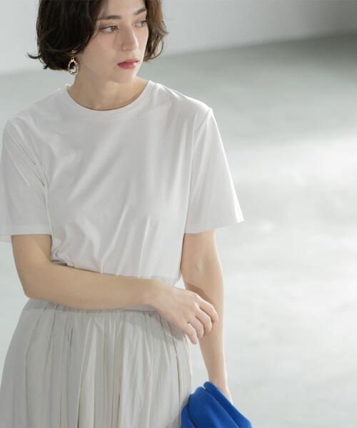 OPAQUE.CLIP(オペークドットクリップ)の「◆《5色展開/SS-LLサイズ》ベーシックTシャツ【UV/接触冷感/洗濯機洗い可】(Tシャツ/カットソー・レディース・ナチュラル/ブラック/ブラウン系その他/ホワイト/ピンク・36/38/40/42/34)」の14枚目の写真