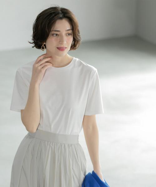 OPAQUE.CLIP(オペークドットクリップ)の「◆《5色展開/SS-LLサイズ》ベーシックTシャツ【UV/接触冷感/洗濯機洗い可】(Tシャツ/カットソー・レディース・ナチュラル/ブラック/ブラウン系その他/ホワイト/ピンク・36/38/40/42/34)」の15枚目の写真