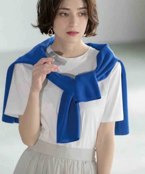 OPAQUE.CLIP(オペークドットクリップ)の「◆《5色展開/SS-LLサイズ》ベーシックTシャツ【UV/接触冷感/洗濯機洗い可】(Tシャツ/カットソー・レディース・ナチュラル/ブラック/ブラウン系その他/ホワイト/ピンク・36/38/40/42/34)」の2枚目の写真