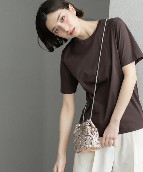 OPAQUE.CLIP(オペークドットクリップ)の「◆《5色展開/SS-LLサイズ》ベーシックTシャツ【UV/接触冷感/洗濯機洗い可】(Tシャツ/カットソー・レディース・ナチュラル/ブラック/ブラウン系その他/ホワイト/ピンク・36/38/40/42/34)」の10枚目の写真