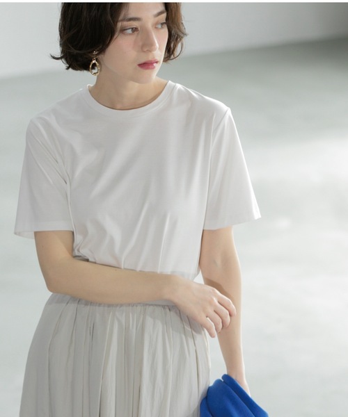 OPAQUE.CLIP(オペークドットクリップ)の「◆《5色展開/SS-LLサイズ》ベーシックTシャツ【UV/接触冷感/洗濯機洗い可】(Tシャツ/カットソー・レディース・ナチュラル/ブラック/ブラウン系その他/ホワイト/ピンク・36/38/40/42/34)」の8枚目の写真