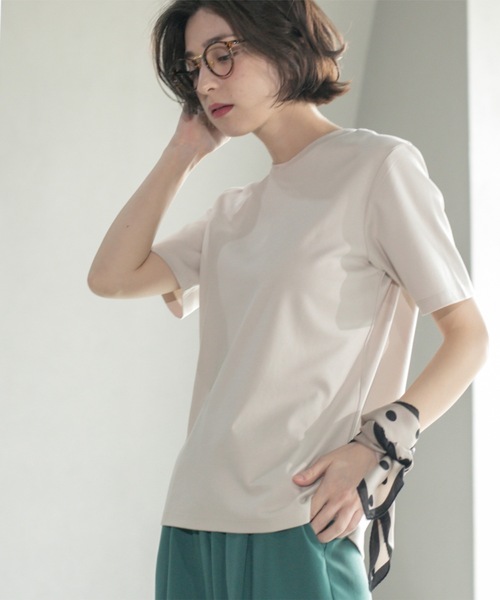 OPAQUE.CLIP(オペークドットクリップ)の「◆《5色展開/SS-LLサイズ》ベーシックTシャツ【UV/接触冷感/洗濯機洗い可】(Tシャツ/カットソー・レディース・ナチュラル/ブラック/ブラウン系その他/ホワイト/ピンク・36/38/40/42/34)」の9枚目の写真