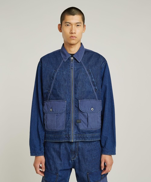 セール】MIXED COACH ZIP JACKET/異素材ミックスデニムナイロンジップ