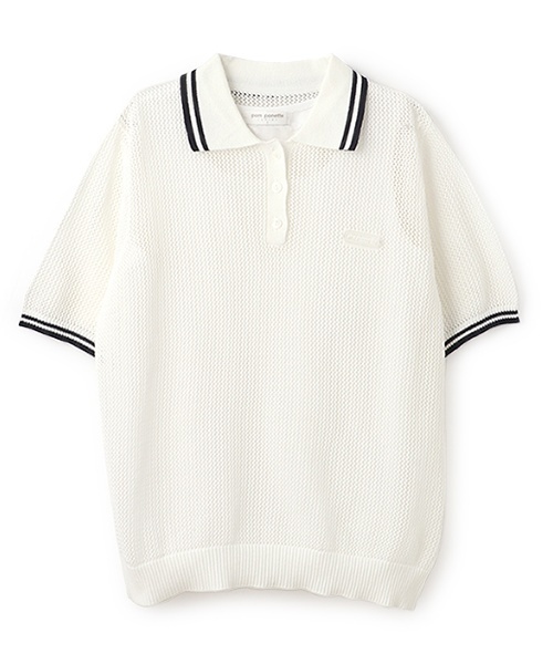 Dime 半袖　ポロニット Dime Wave Cable Knit Polo / NAVY (ダイム 半袖ポロシャツ