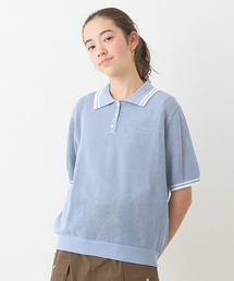 pom ponette junior（ポンポネットジュニア）の「メッシュ半袖ポロニット（ニット/セーター）」
