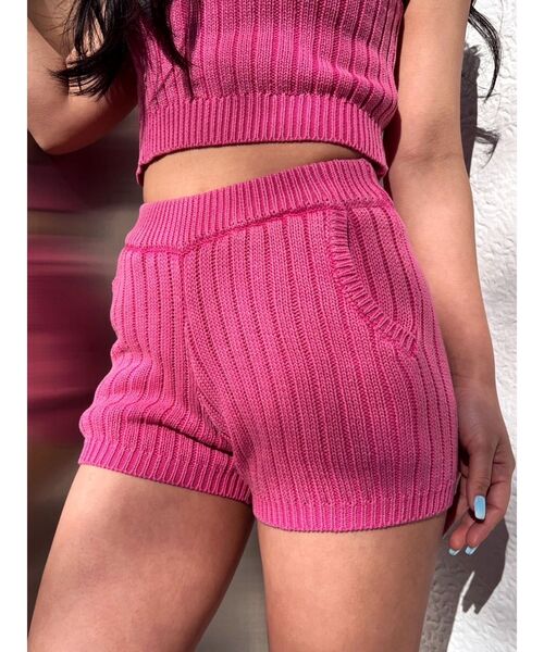 GYDA（ジェイダ）の「ブリーチニットショートパンツ【SETUP着用可】（その他パンツ・レディース・ピンク/ネイビー/ブラック/オフホワイト・FREE）」の4枚目の写真