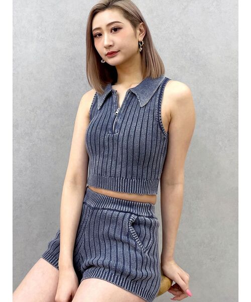 GYDA（ジェイダ）の「ブリーチニットショートパンツ【SETUP着用可】（その他パンツ・レディース・ピンク/ネイビー/ブラック/オフホワイト・FREE）」の5枚目の写真