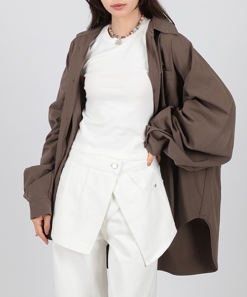 ブラウス シャツ drawstring oversize shirt レディース セール】drawstring oversize shirt（シャツ/ブラウス）｜SUWDEE